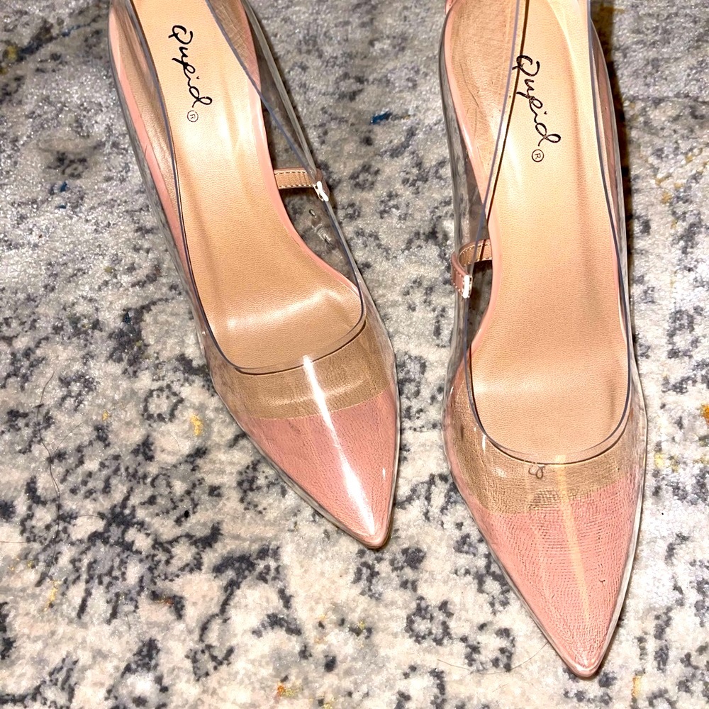 Blush nude clear pumps
